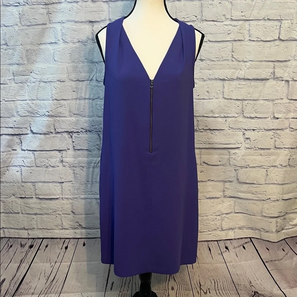 Trina Turk Sleeveless Dress V-neck Front Zipper Purple Size 4